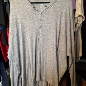 Aerie Gray Long Sleeve Button Down Tunic